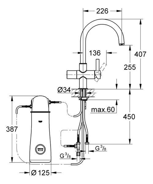 Змішувач для кухні з підключенням до фільтру Grohe Blue Pure (33251000) 33251000 фото