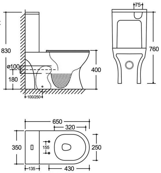Бачок до унітазу-компакту Mixxus Wave-0402-T3 Tank 650x350x830 зі зливною арматурою (MI8333) MI8333 фото