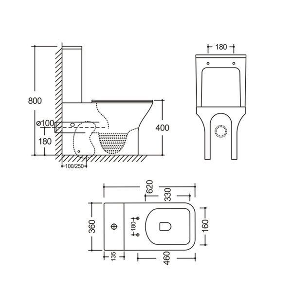 Бачок до унітазу-компакту Mixxus Style-0403-R Tank 620х360х800 зі зливною арматурою (MI8331) MI8331 фото