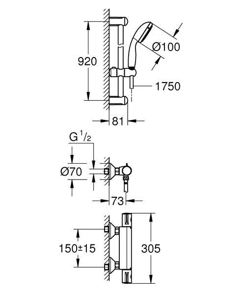 Термостат для душу із душовим гарнітуром Grohe Grohtherm 800 (34566001) 34566001 фото