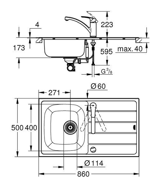 Комплект кухонної мийки і змішувача Grohe K200 (31565SD1) 31565SD1 фото