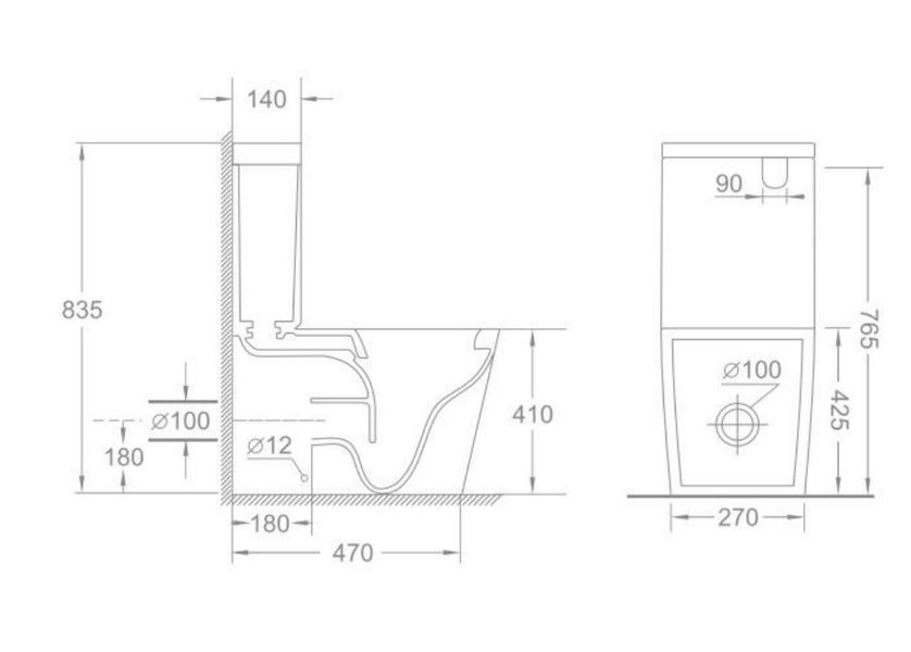 Чаша унітазу-компакту Mixxus Bevel-0403-T3 Bowl 640х360х835 Tornado 3.0 без сидіння (MI8349) MI8349 фото