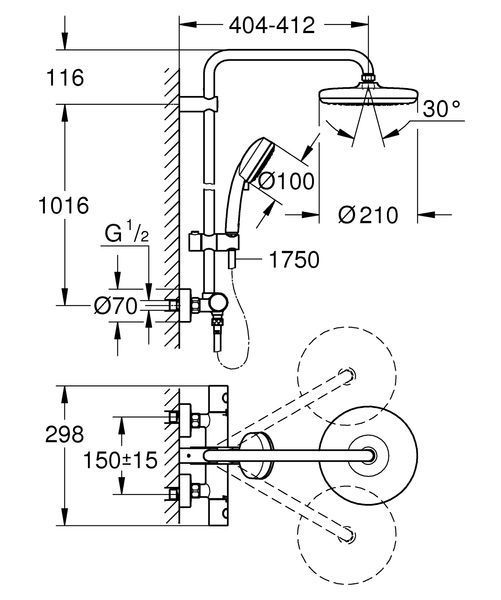 Душова система з термостатом для душа Grohe New Tempesta Cosmop. System (27922001) 27922001 фото