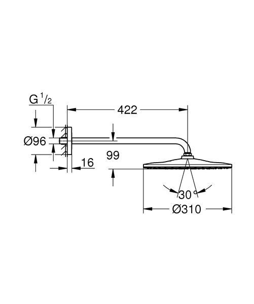 Верхній душ з настінним кронштейном Grohe Rainshower Mono (26557000) 26557000 фото