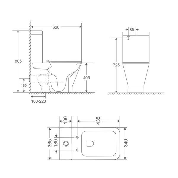 Бачок до унітазу-компакту Mixxus Premium Style-0401-T3 Tank 620х365х805 зі зливною арматурою (MI832 MI8328 фото