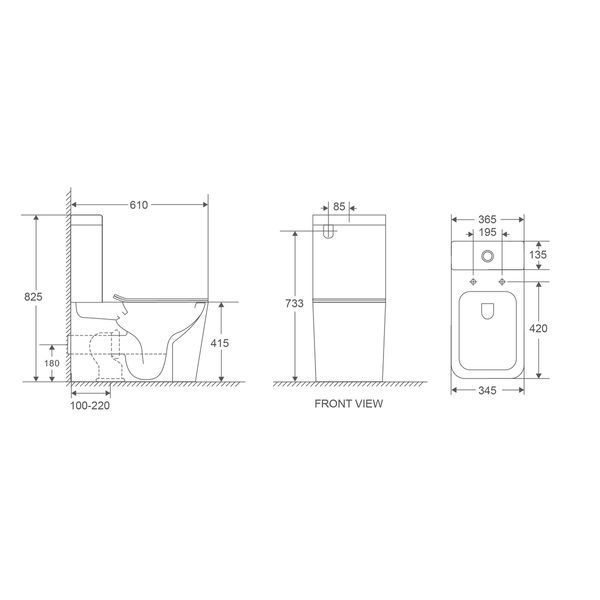Бачок до унітазу-компакту Mixxus Premium Quadro-0401-R Tank 610х365х825 зі зливною арматурою (MI831 MI8312 фото