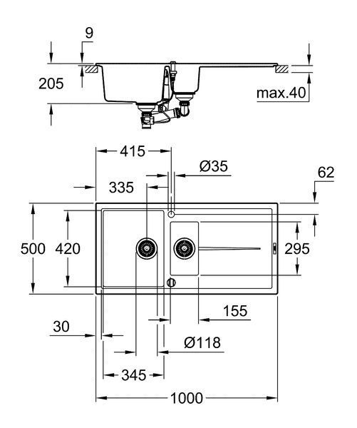 Композитна мийка для кухні Grohe K400 (31642AT0) 31642AT0 фото