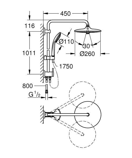 Душова система із перемикачем Grohe Euphoria System (27421002) 27421002 фото