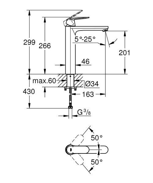 Змішувач на стільницю для раковини XL-розміру Grohe Eurosmart Cosmopolitan (23921000) 23921000 фото