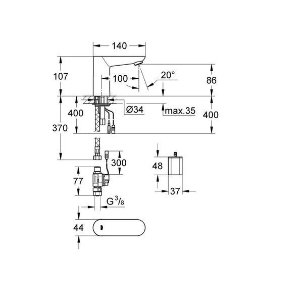 Монокран на одну воду сенсорний, 6V Grohe Euroeco Cosmopolitan E (36271000) 36271000 фото