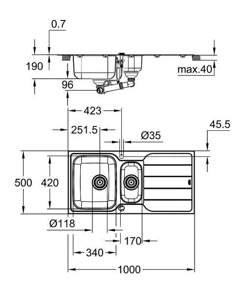 Мийка для кухні із нержавіючої сталі Grohe K500 (31572SD1) 31572SD1 фото