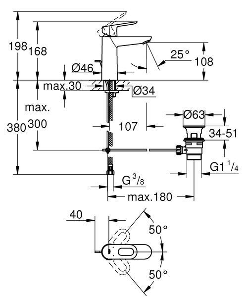 Змішувач для раковини M-розміру Grohe BauLoop (23762000) 23762000 фото