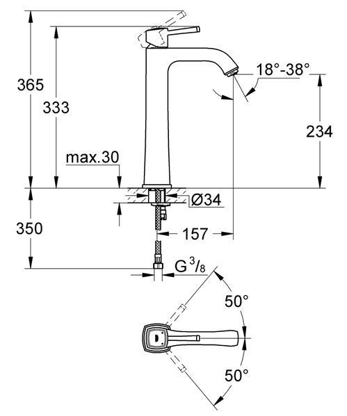 Змішувач на стільницю для раковини XL-розміру Grohe Grandera (23313000) 23313000 фото