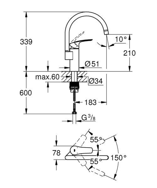 Змішувач для кухні Grohe Eurosmart New (33202003) 33202003 фото