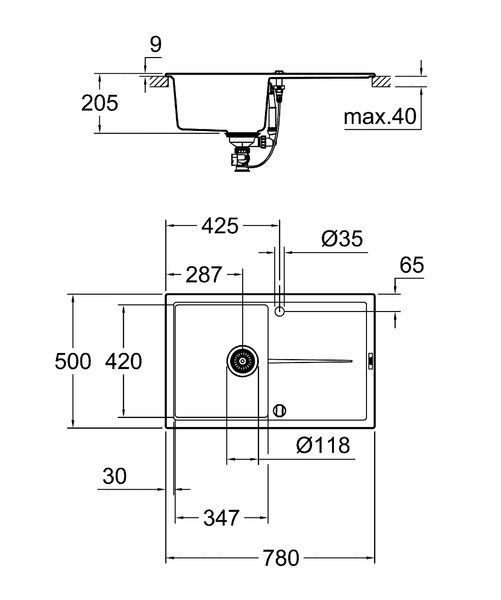 Композитна мийка для кухні Grohe K400 (31639AT0) 31639AT0 фото