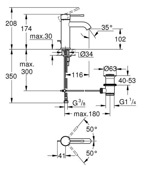 Змішувач для раковини S-розміру Grohe Essence New (23589001) 23589001 фото