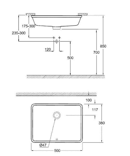 Раковина 50 вбудованого монтажу під стільницю Grohe Cube Ceramic 492х370 мм (3948000H) 3948000H фото
