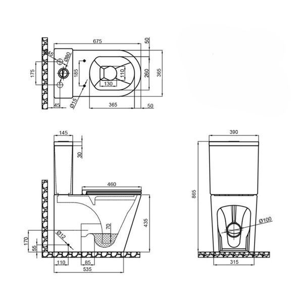 Бачок до унітазу-компакту Mixxus Premium Bevel-0402-T1 Tank 670х390х880 зі зливною арматурою (MI832 MI8326 фото