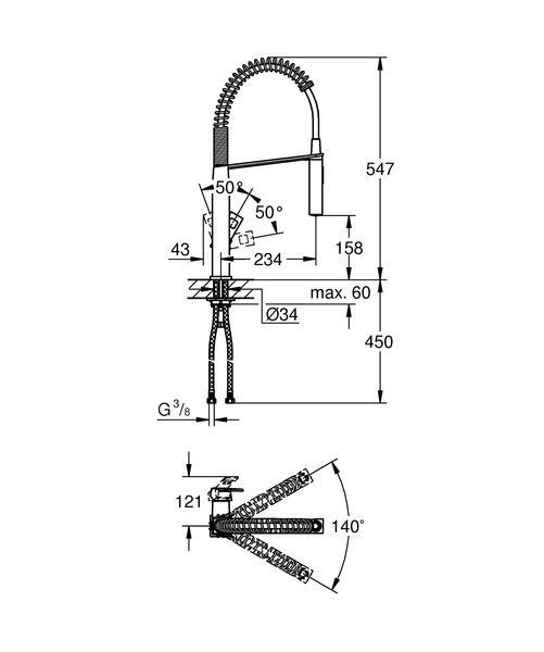 Змішувач для кухні з гнучким виливом Grohe Eurocube (31395DC0) 31395DC0 фото