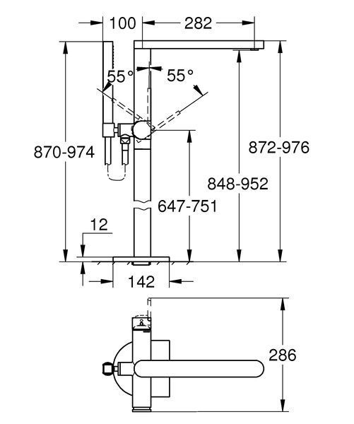 Змішувач для ванни Grohe Plus одноважільний, підлогового монтажу (23846003) 23846003 фото