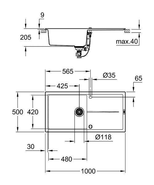 Композитна мийка для кухні Grohe K400 (31641AP0) 31641AP0 фото