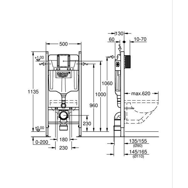 Комплект Grohe Set Унітаз ELLIPSE-0305-T3 + Інсталяція UA388400WG + панель 38732000 (388400WGELLIPS 388400WGELLIPS0305T3 фото