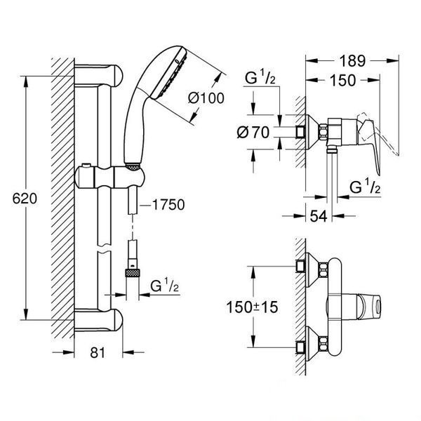 Душовий комплект 2в1 Grohe EX BauLoop (26129002) 26129002 фото