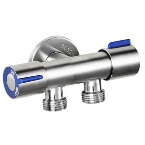 Кран для підключення сантехприладів Mixxus VAL-11-1/2x1/2x1/2 з нерж. сталі SUS304 (синій) (MI6219) MI6219 фото