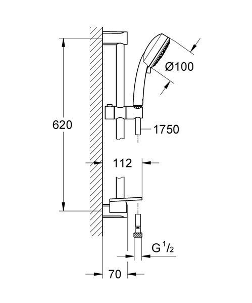 Душовий гарнітур зі штангою, 3 режими струменю Grohe New Tempesta Cosmopolitan (27929002) 27929002 фото