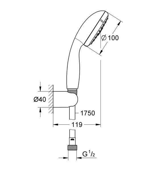 Душовий набір з тримачем, 3 режими струменя Grohe New Tempesta Classic (27849001) 27849001 фото