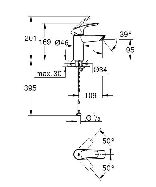 Змішувач для раковини S-розміру Grohe Eurosmart New (32467003) 32467003 фото