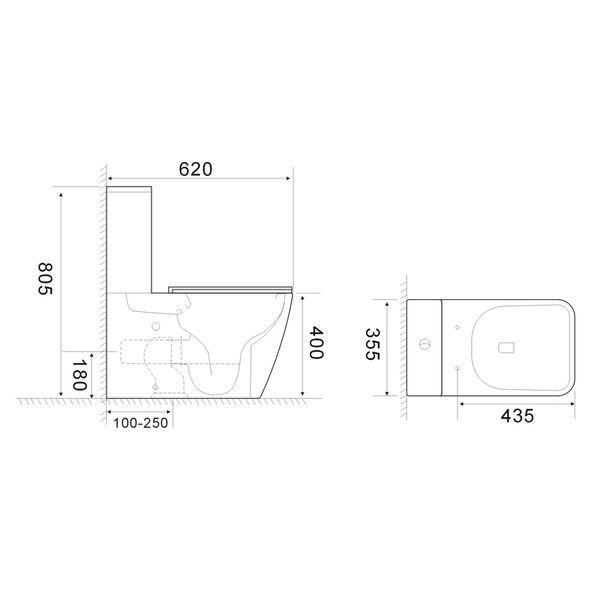Чаша унітазу-компакту Mixxus Quadro-0404-T1 Bowl 660х360х820 Tornado 1.0 без сидіння (MI8342) MI8342 фото
