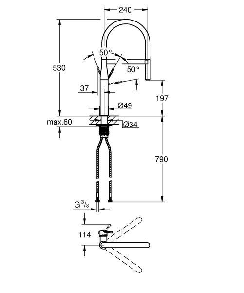 Змішувач для кухні з гнучким виливом Grohe Essence New (30294000) 30294000 фото