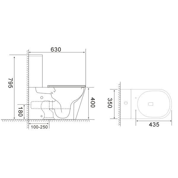 Чаша унітазу-компакту Mixxus Bevel-0407-T1 Bowl 630х350х795 Tornado 1.0 без сидіння (MI8350) MI8350 фото