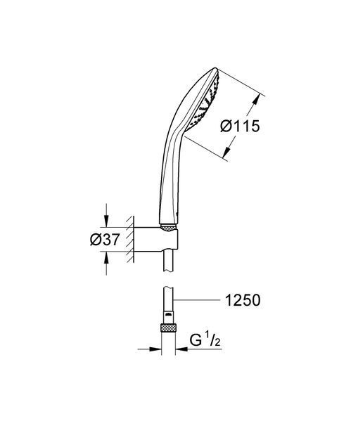 Душовий набір з тримачем, 1 режим струменя Grohe Euphoria (27354000) 27354000 фото