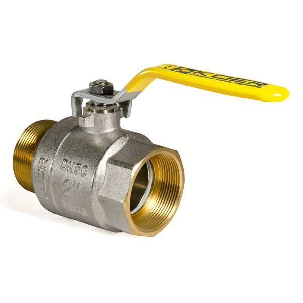 Кран кульовий KOER KR.515.PR.GAS - 2" FM ГШВ YELLOW, ручка "важіль" жовта (KR0065) KR0065 фото