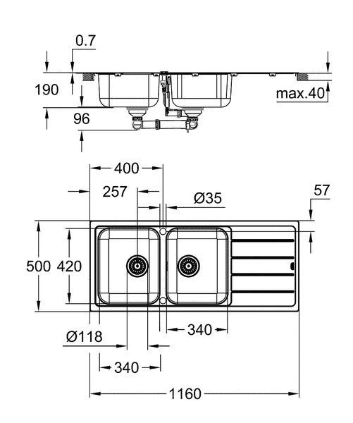 Мийка для кухні із нержавіючої сталі Grohe K500 (31588SD1) 31588SD1 фото