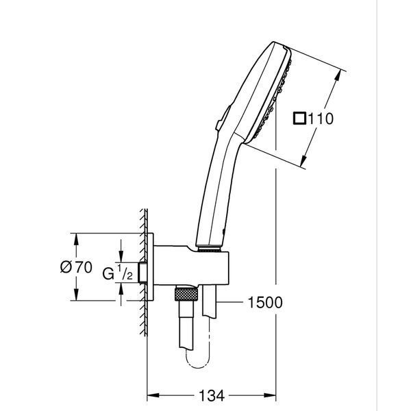 Душовий набір з настінним ручним душем Grohe Tempesta Cube 110 3 режими, чорний матовий (269102433) 269102433 фото