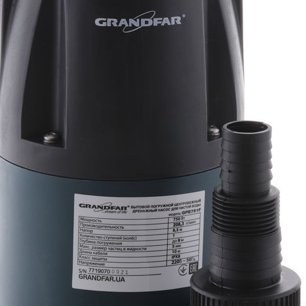 Дренажний насос для чистої води Grandfar GPE751F (GF1092) GF1092 фото