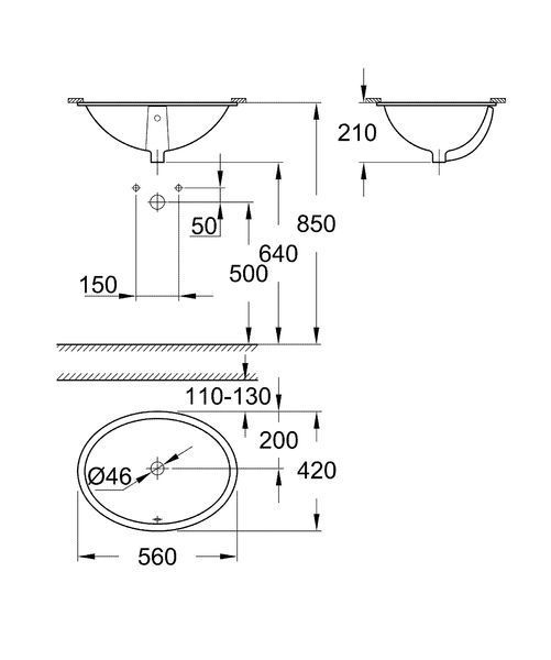 Вбудована раковина 55 Grohe Bau Ceramic (39423000) 39423000 фото