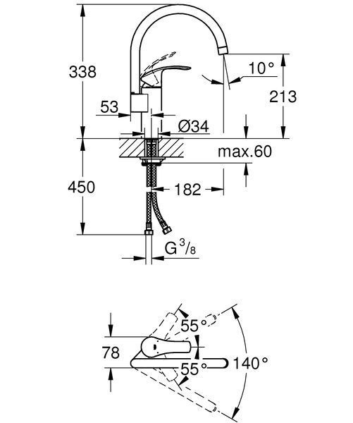 Змішувач для кухні Grohe Eurosmart (33202002) 33202002 фото