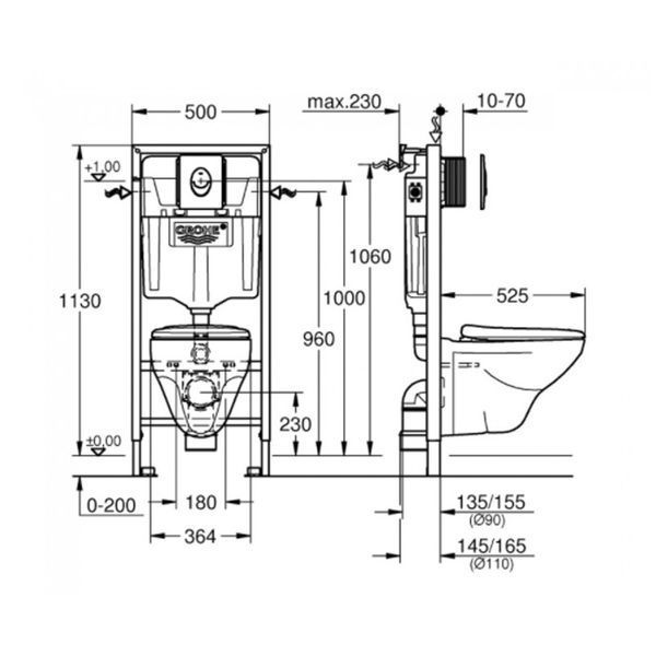 Інсталяційна система з підвісним унітазом 4-в-1 Grohe Solido Compact (39400000) 39400000 фото