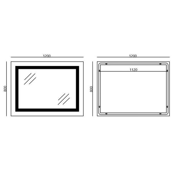 Дзеркало Mixxus WARM MR02-120x80 з Led Touch, Anti-fog, димером, регулятором яскравості, годинником MI6001 фото