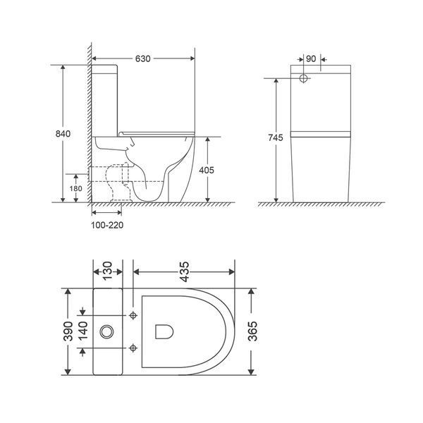 Бачок до унітазу-компакту Mixxus Premium Ellipse-0401-T1 Tank 630х390х840 зі зливною арматурою (MI8 MI8317 фото