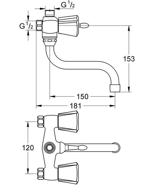 Змішувач для ванни з довгим виливом Grohe Costa trend (26013000) 26013000 фото