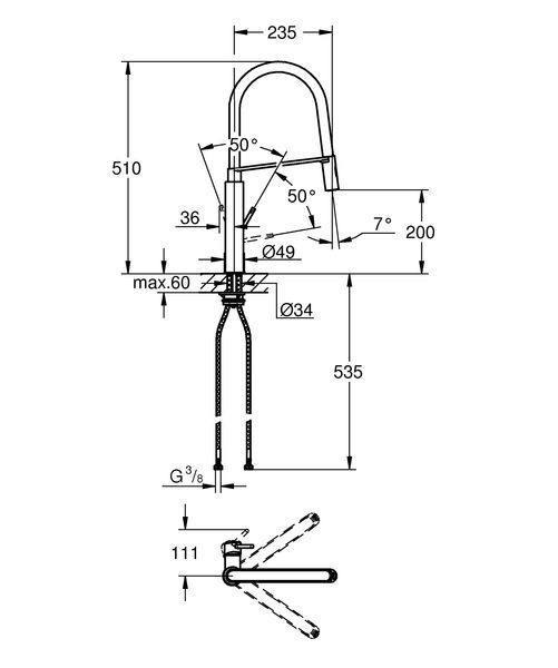 Змішувач для кухні з гнучким виливом Grohe Concetto new (31491000) 31491000 фото