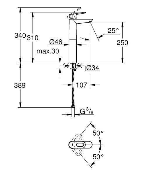 Змішувач на стільницю для раковини XL-розміру Grohe BauLoop (23764000) 23764000 фото