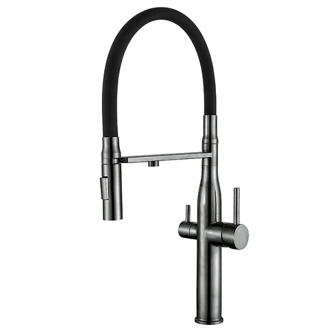 Кухонний змішувач на дві води Mixxus VTM-021 graphite Refl.Black (нерж. сталь) (MI6088) MI6088 фото