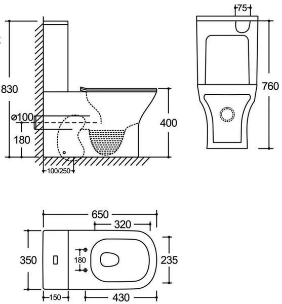 Чаша унітазу-компакту Mixxus Style-0404-T3 Bowl 650x350x830 Tornado 3.0 без сидіння (MI8357) MI8357 фото