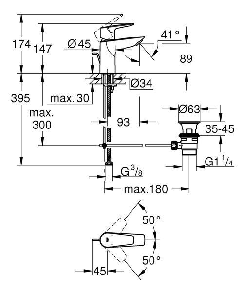 Змішувач для раковини S-розміру Grohe BauEdge New (23328001) 23328001 фото